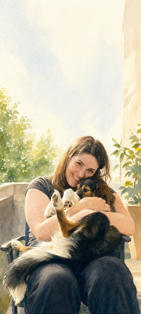 Aquarell-Wallpaper von Joelle und Mila auf dem Balkon